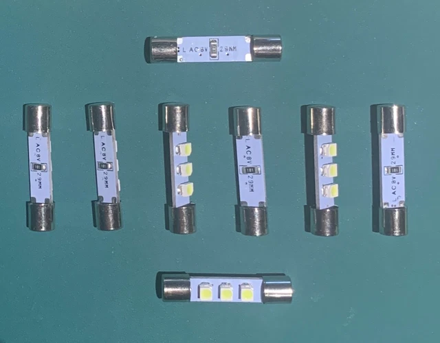 8x Cool White 8V 29mm LED Fuse Lamp Light Bulb :: Sansui Marantz Pioneer Kenwood