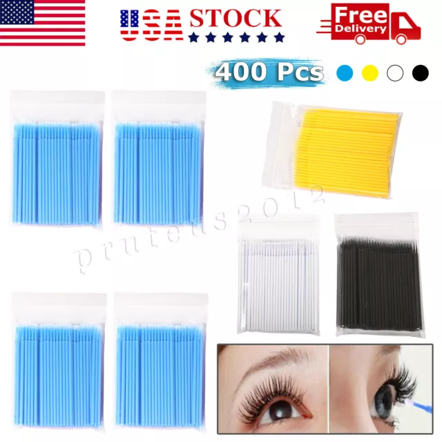 400 Microbrush Micro Brush Applicator Tips for Makeup Eyelash Dental 4 sizes