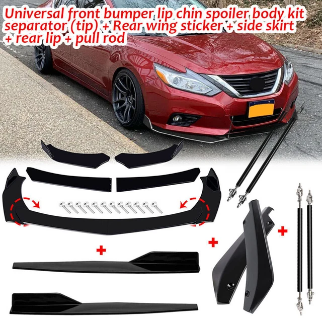 FRONT BUMPER SPLITTER Spoiler Body Kit Side Skirt Rear Lip+Rod For