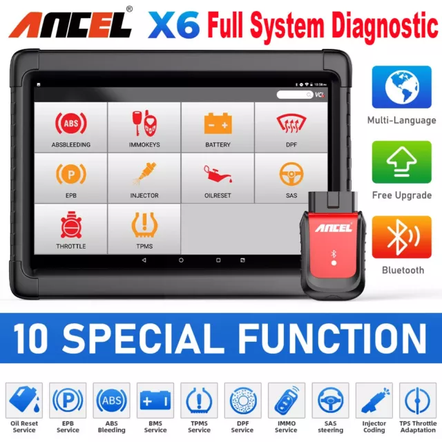 ANCEL X6 Profi KFZ Diagnosegerät Auto OBD2 Scanner ALL SYSTEM Bi-Directional DHL