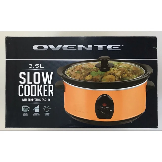 Ovente 3.5L Oval Shape Slow Cooker Crockpot 3 Cook Settings New In Box