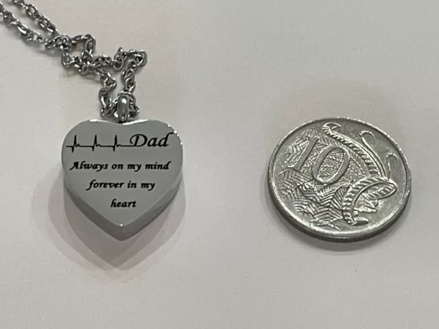 NEW Dad Heart Urn Necklace For Ashes Cremation Jewelry Pendant Memorial