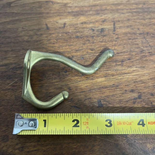 4 Vintage Metal Double Hooks Coat Hat Hooks Brass Color 4