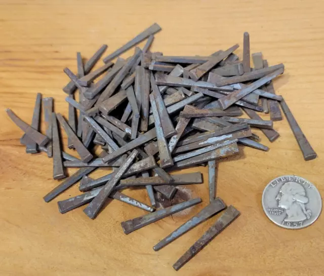 100 pcs Old 1-3/8" Square Cut NAILS Antique Vintage Woodworking Crafts Art 1/2lb