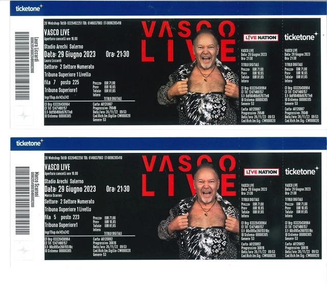 Biglietto Vasco Rossi 29/06/23 SALERNO