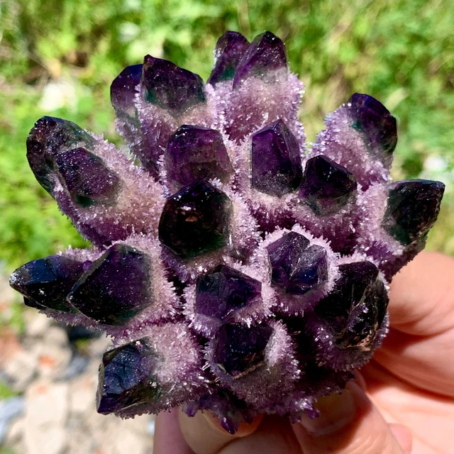 386G New Find purple PhantomQuartz Crystal Cluster MineralSpecimen