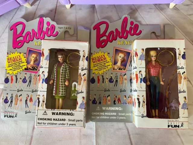 Vintage Barbie 1995 and 1997 keychains Lot. Poodle Parade & Gone Fishing NRFB