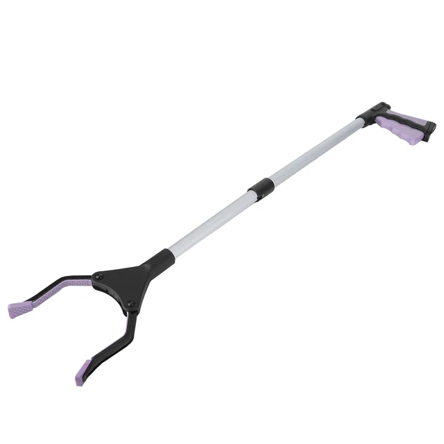 (Tubo plateado con mango violeta) abrazaderas de basura largas plegables multifunción JY