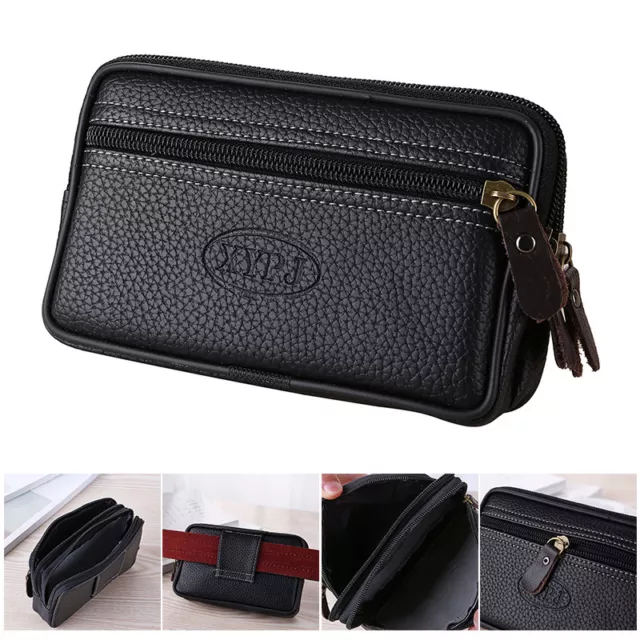 Men Waist Bag Fanny Pack Mobile Cell Phone PU Leather Purse Belt Pouch Wallet DO