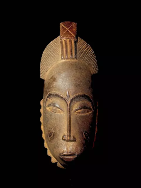 African Wooden Hand Carved Vintage Wall Mask Baoulé mask, Coast-4534