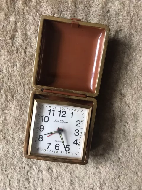 Vintage Seth Thomas Square Clock Travel Pocket Folding Watch  ***Read