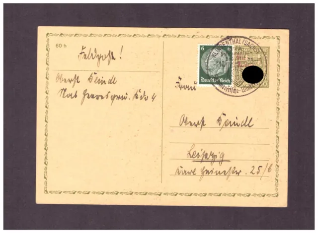 Sudetenland Postkarte MEF Stempel vom 07. 10. 1938 Sst.KLINGENTHAL