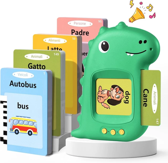 Talking Flash Cards Per Bambini 3+ Anni – 224 Parole In Francese, Giocattolo Educativo Per Autismo E Logopedia, Unicorno Bianco - 2