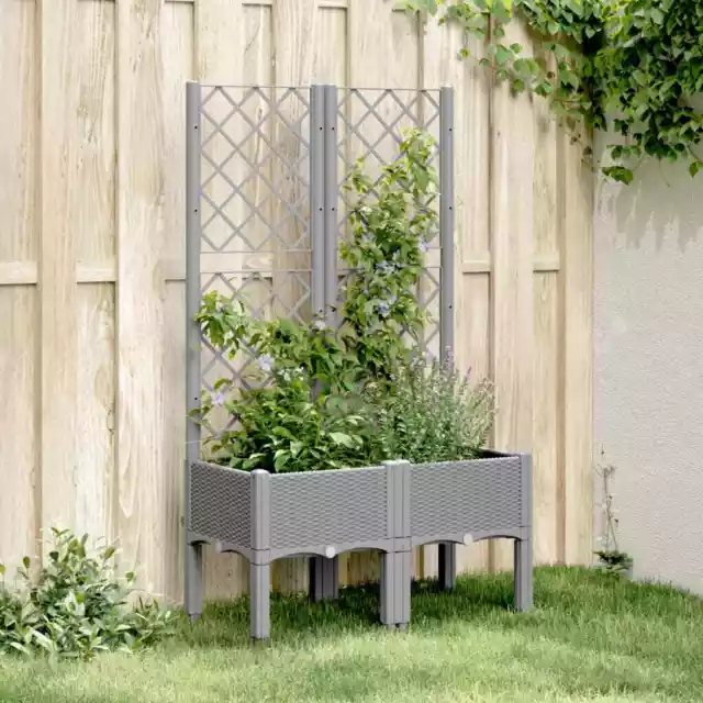 Jardinière avec treillis gris clair 80x40x142 cm PP vidaXL