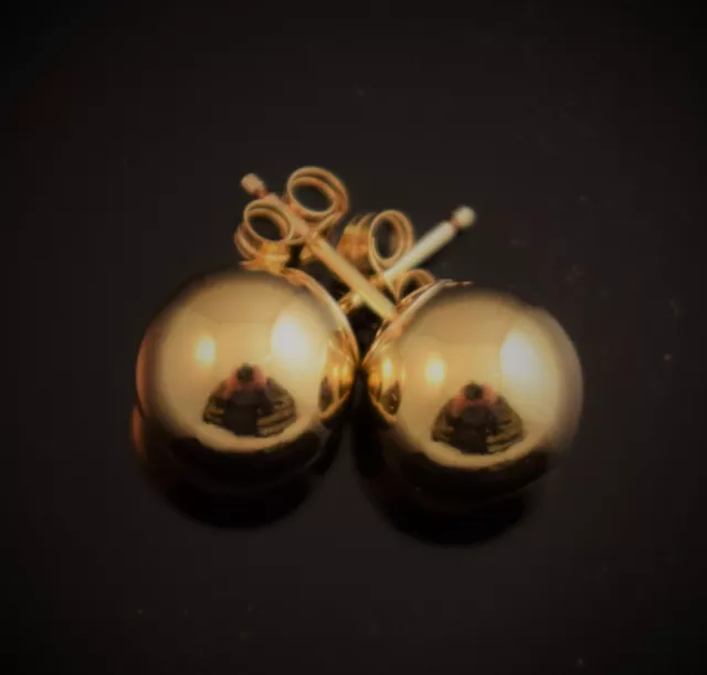 14k Gold Filled (1/20 of 14k Gold) Ball Stud Earrings. 9mm Bead Size. Push Back.