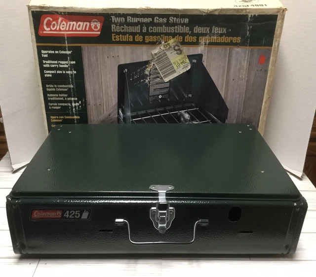 Réchaud De Camping Coleman 425F499 De 1979 - 2 Feux - Vert - Avec Boîte - Bon état