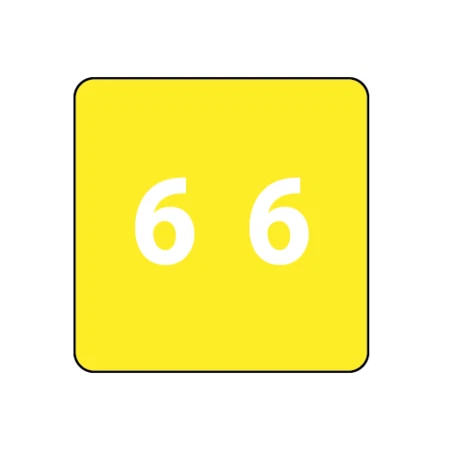 NEVS XN-JL-6 Ames - Filing Labels - Large - Number 6 1-7/8" x 1-7/8" Yellow