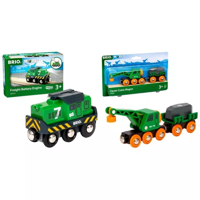 BRIO World - Freight Battery Engine & World - Lumber Loading Wagon Freight Batte