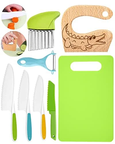 TPVUPC 27 Pièces Kit Couteaux Cuisine Enfant Montessori - Ustensiles Sécurité Plastique Pour Couper Fruits Légumes