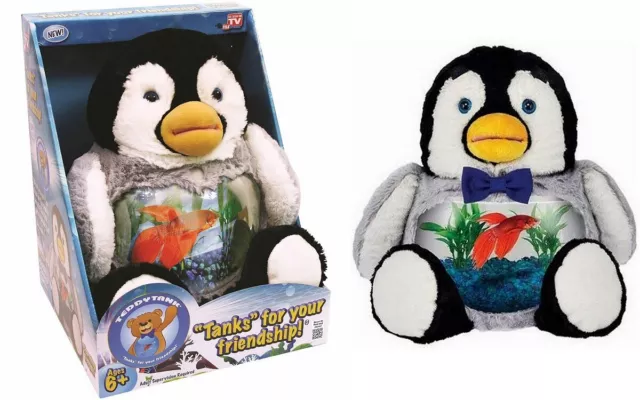 Teddy Tank for Betta Fish "Charming Penguin" Cuddly Fish Tank Or Treasure Jar