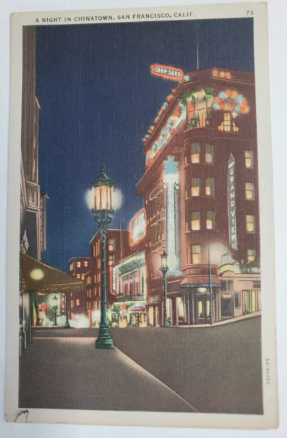 San Francisco, CA A Night in Chinatown Grand View Hotel Sign Postcard S53