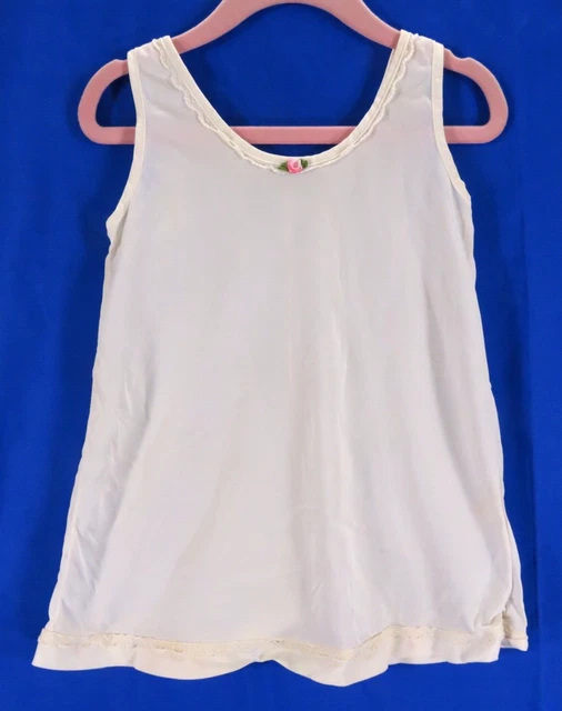 VTG Her Majesty WHITE FULL SLIP Silky Nylon Tricot PLAIN STYLE Tiny Lace Trim 5
