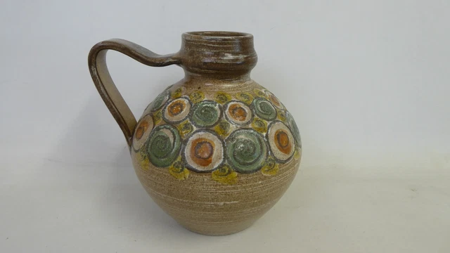 Denby - Stonewear Circles - Brown With Orange/Green/Yellow Circles - Pitcher/Jug 3