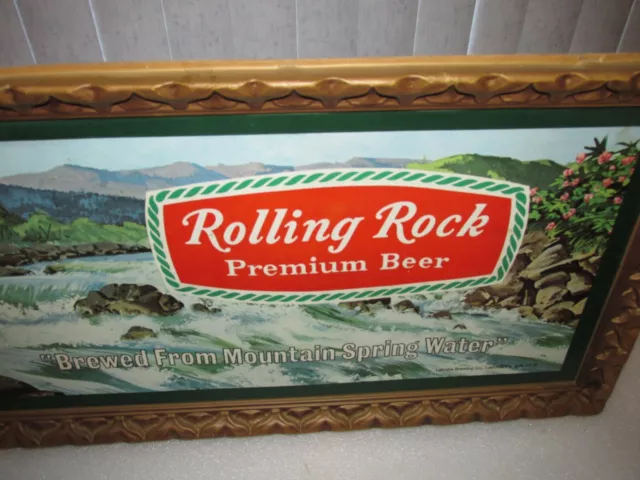 Vintage Rolling Rock Beer Sign Brewed From Mountain Spring Water Plastic RARE 3