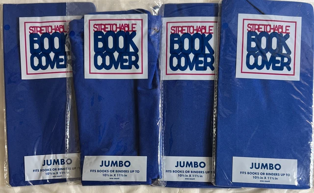 Lot of 4 NEW Blue Book Cover Stretchable Fabric  School  size 10.5 in X 11.5 in