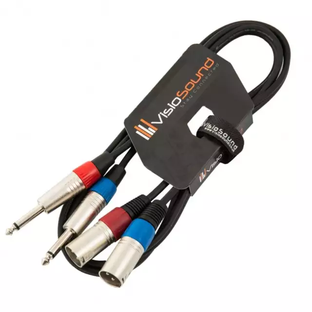 2 x Male XLR to 2 x 6.35mm 1/4" Mono Jack Twin Lead / Audio Signal Patch Cable
