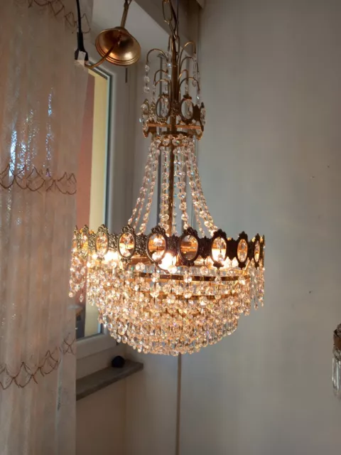 Bellissimo Lampadario tipo mezzo impero cristalli vintage Chandelier Lustre