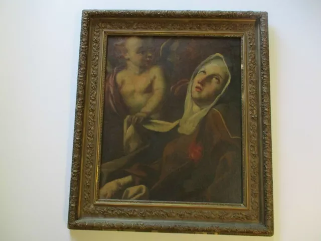 18Th Century Old Master Painting Iconic Religious Madonna Portrait Antique Relic