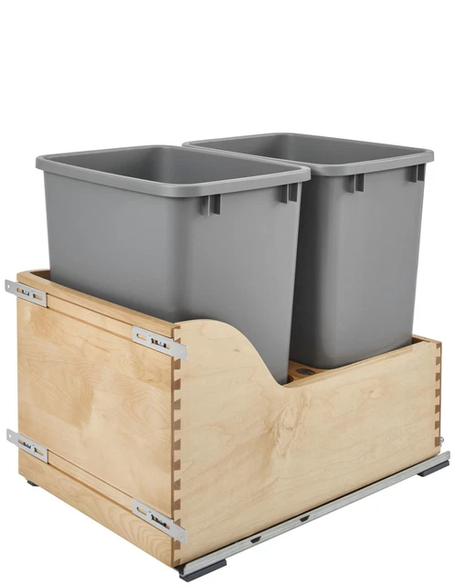 Rev-A-Shelf 4wcsc-1835dm-2 4WCSC Bottom Mount Double Bin Trash - Natural