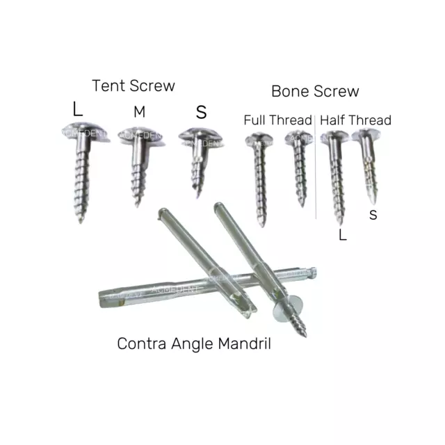 Dental Bone Screw GBR Tent Screws Full Half Thread TC4 Contra Handpiece Driver