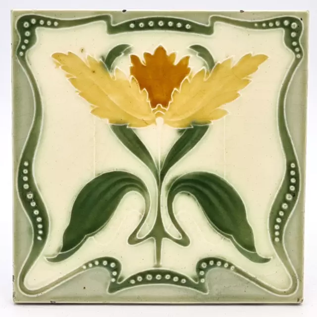 Art Nouveau Fireplace Majolica Tile New Birch Tile Co C1904 AE12