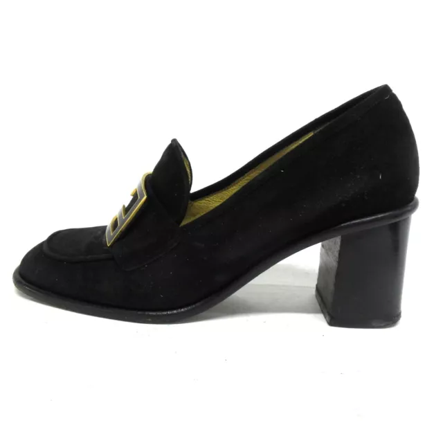 Auth FENDI - Black Gold Suede Hardware Women's Pumps