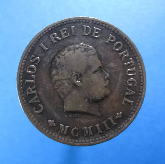 Portuguese India 1/2 Tanga 1903 Ruler Carlos I Km 16 #4161#