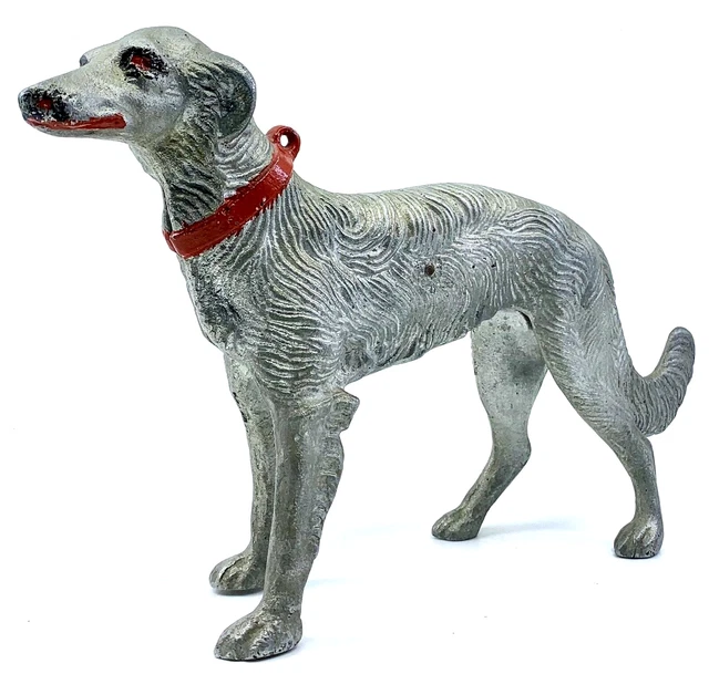 ANTIQUE CAST DOG RUSSIAN WOLFHOUND BORZOI HUBLEY STYLED METAL 1930's