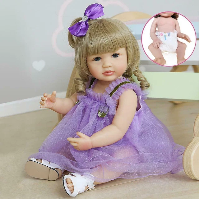 22" Reborn Dolls Full Body Silicone Girl Vinyl Baby Doll Newborn Cute Baby Toy