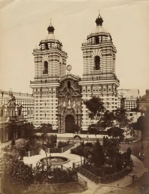 c. 1870's Basilica and Convent of San Francisco, Lima, Peru Albumen Photo