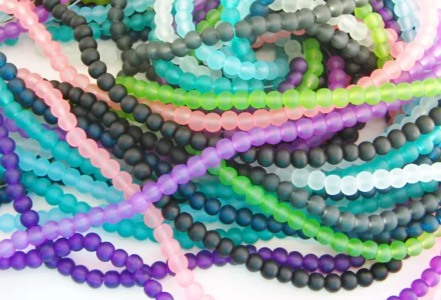 Glasperlen Kugel 4mm matt gefrostet 105 Stück Farbauswahl SERAJOSY Beads