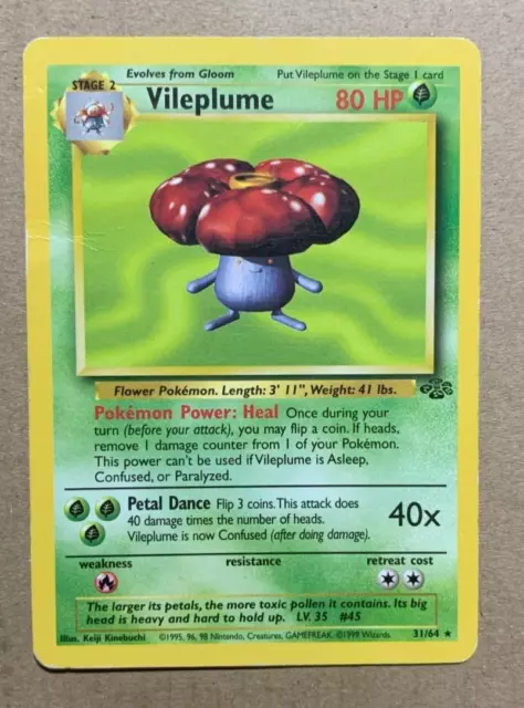 Vileplume 31/64 Jungle Set - Rare Non-Holo Pokemon Card - HP