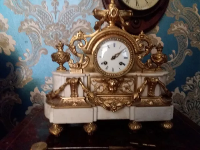 19th Century French Ormolu Marble Mantle Clock