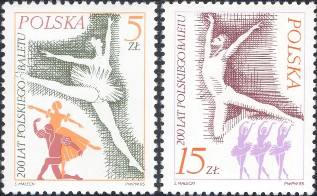 Poland 1985 Polish Ballet 200th/Dancers/Dance/Dancing/Music/Arts 2v set (n46674)