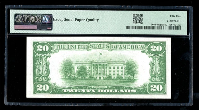 DBR 1934 $20 LGS FRN St. Louis Fr. 2054-Hlgs PMG 55 EPQ Serial H01662254A 2