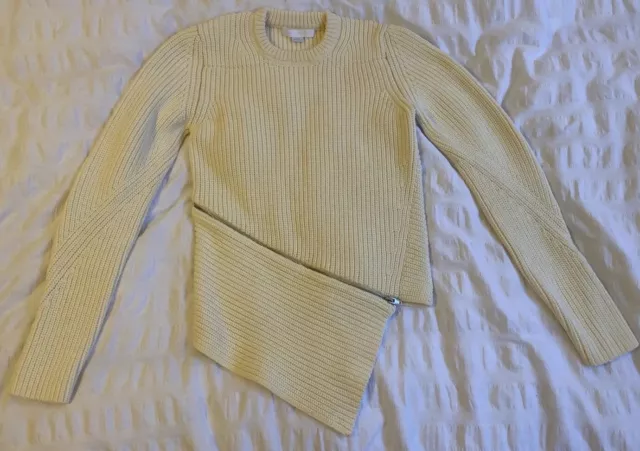 Womens Alexander Wang Knit Sweater. Size S Cream, Asymmetric , Zip Peel Away