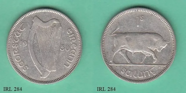 Ireland 1 One Shilling 1930 Silver Coin