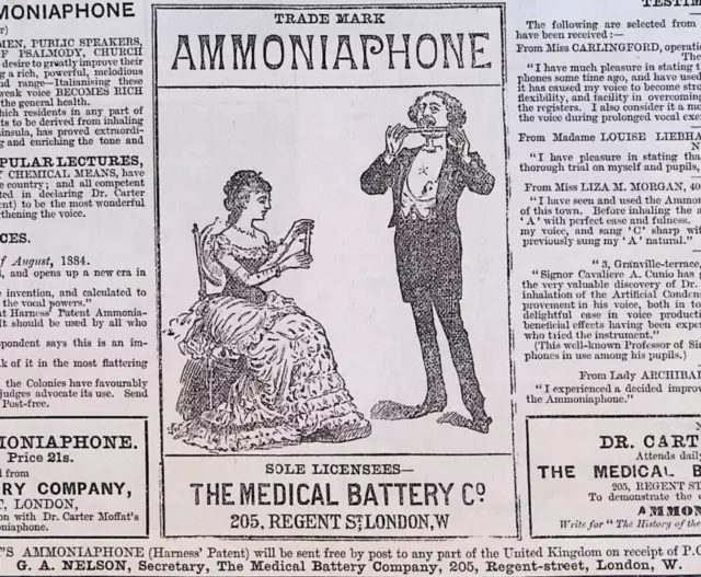 Ammoniaphone Throat Voice Treatment Device Engraved Print Ad 7.5x9.75"