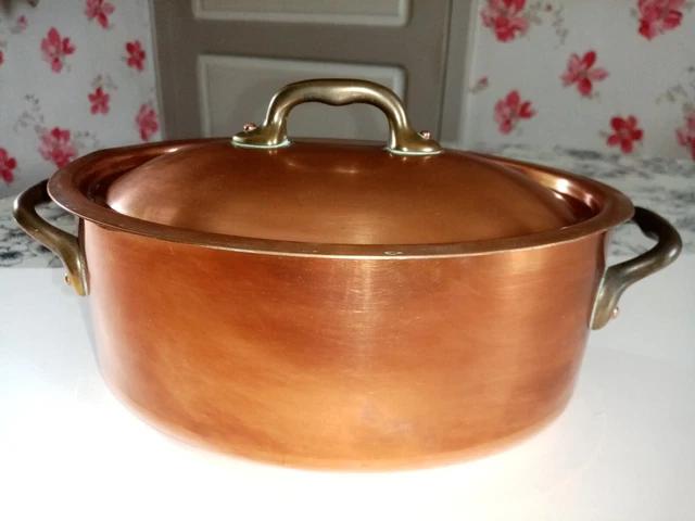 Ancienne Cocotte Ovale En Cuivre Vierzon Fabriquée En France Avec Couvercle