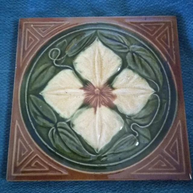 Antique Floral Tile By the Birch Tile Company Circa 1900's